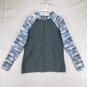 Eddie Bauer Hoodie Wmns M Charcoal Gray Purple White Sleeves Full Zip All Season